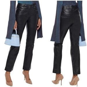 New Muubaa Brooklyn Straight Leg Jeans Black Sheep Leather Pant Sz 2